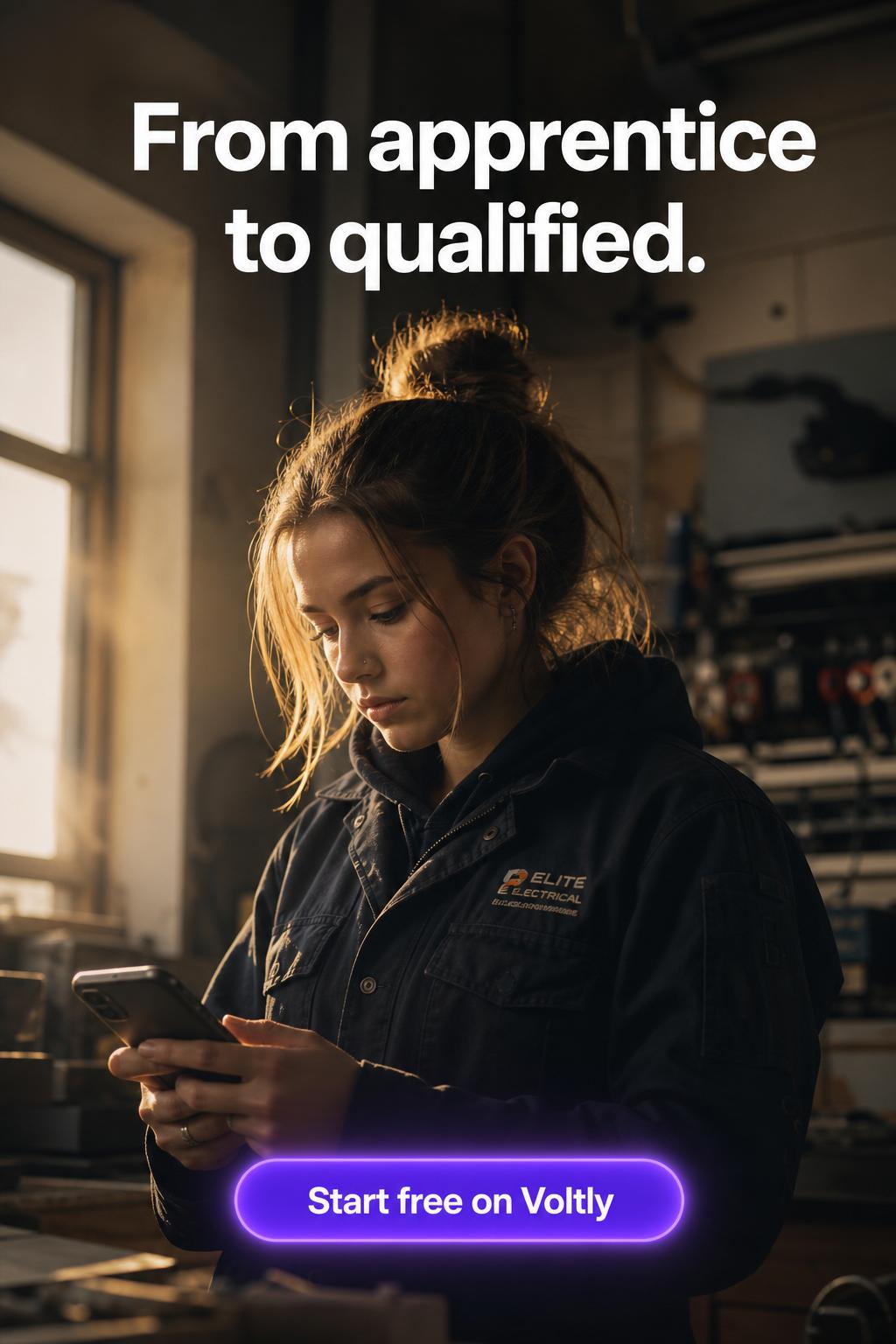 Photographic story ad of female apprentice from apprentice to qualified
